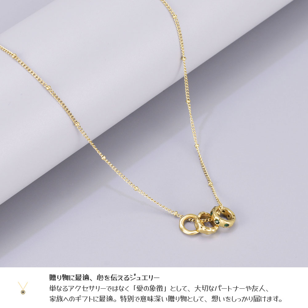 ネックレス 三連リング 円型 美しい光沢 色褪せにくい 合金素材 カジュアル シンプル おしゃれ 様々なスタイルやシーンに対応 プレゼント ギフト    503988