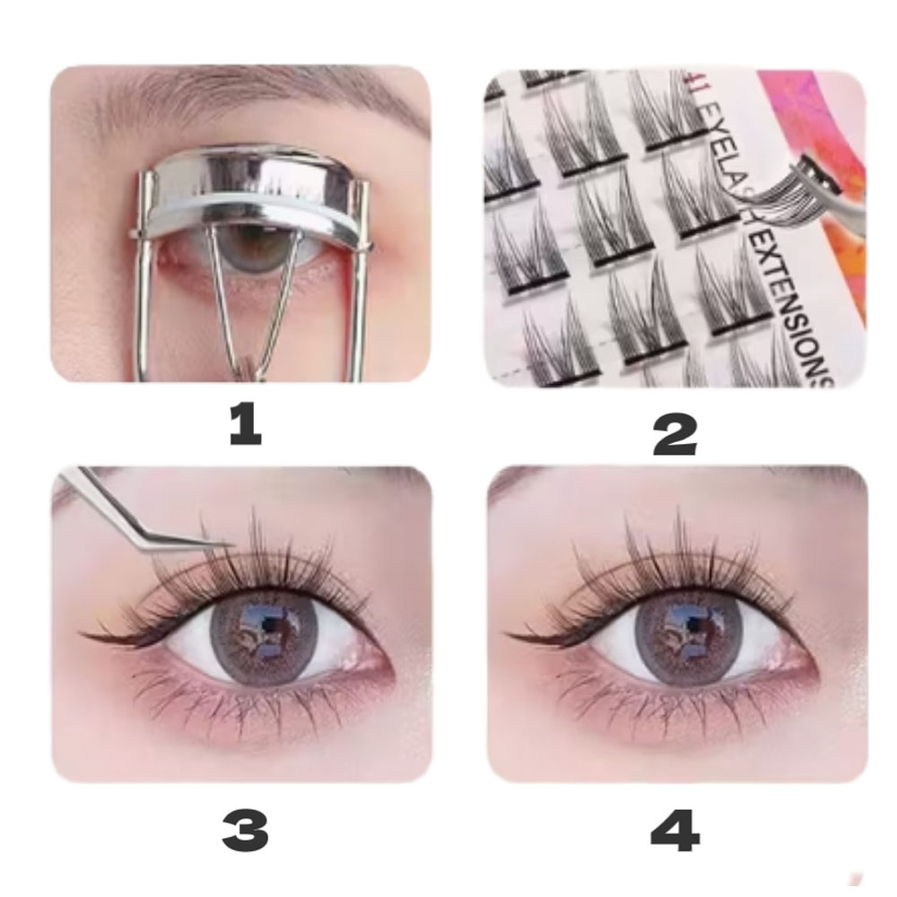 つけまつげ 部分つけまつげ セクションタイプ ナチュラル のり不要 軽量 透明軸 快適 人気 立体感 自然派 長時間キープ つけ心地が良い 接着剤不要 欧米風 アイメーク メイクツール  TANJM-GHJ