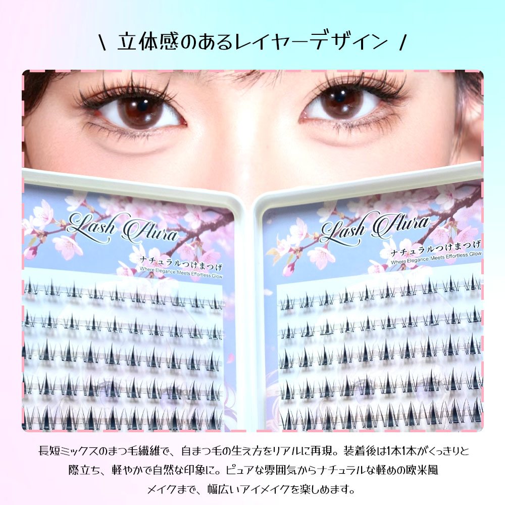 つけまつげ 部分つけまつげ セクションタイプ ナチュラル のり不要 軽量 透明軸 快適 人気 立体感 自然派 長時間キープ つけ心地が良い 接着剤不要 欧米風 アイメーク メイクツール TANJM-GHI