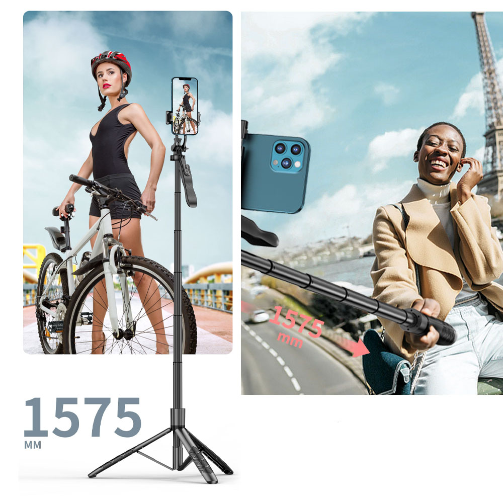  Bluetooth自撮り棒 セルカ棒 360° で横向き・縦向き撮影 270° で上下チルト撮影 リモコン付き 遠隔撮影  収納簡単 三脚スタンド 安定した支持 GoPro シリーズ/デジタルカメラシリーズ/1/4inch 規格のリングライト/デュアルリングライト対応   ZIG