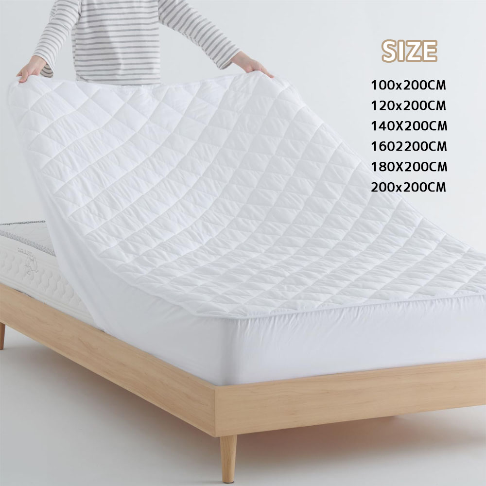 クモリ(Kumori) 綿100% パッド一体型ボックスシーツ シングル 吸水速乾 抗菌防臭 洗える オールシーズン TEIJIN中綿使用 肌にやさしい 毛玉になりにくい マットレスカバー ベッドシーツ ホワイト  CMJMCL-BS