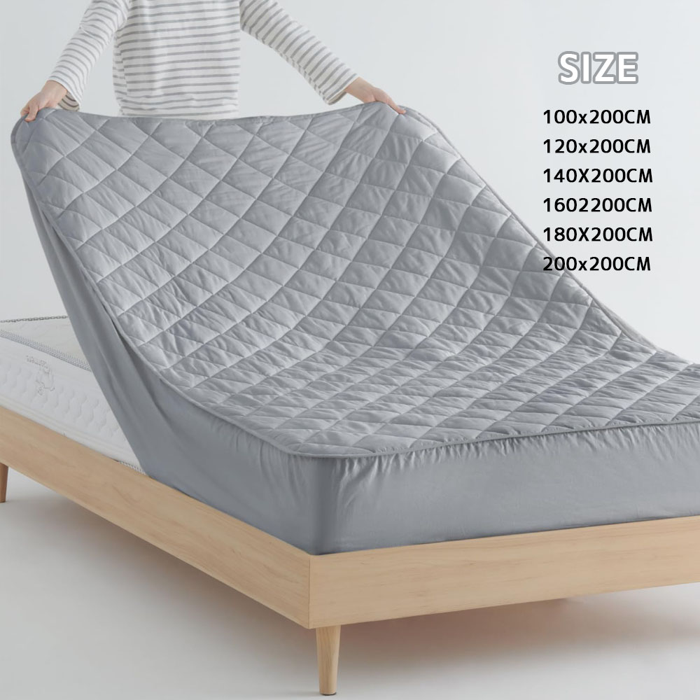  クモリ(Kumori) 綿100% パッド一体型ボックスシーツ シングル 吸水速乾 抗菌防臭 洗える オールシーズン TEIJIN中綿使用 肌にやさしい 毛玉になりにくい マットレスカバー ベッドシーツグレー CMJMCL-HS