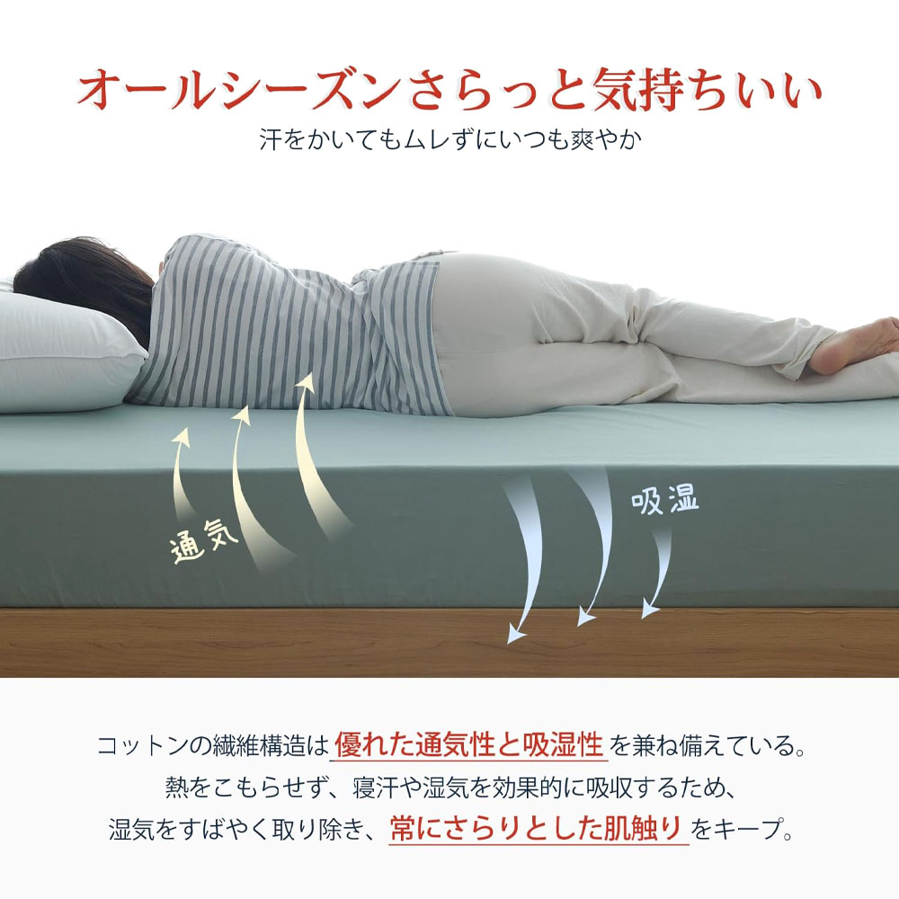 Kumori 床单 纯棉100% 单人可洗 防起球 吸水速干 对肌肤温和 全季节 床垫保护罩 120X200CM CMCL-BS-120