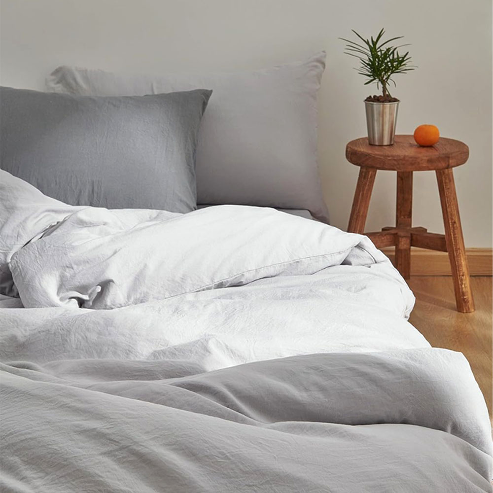 Kumori 寝具カバーセット S  布団カバーセット 洗いざらし シワ加工 水洗い やわらか  掛け布団カバー ボックスシーツ 枕カバー吸水速乾OK 肌に優しい 洗える 無地 シンプル オールシーズン  SXDJT-BH-S