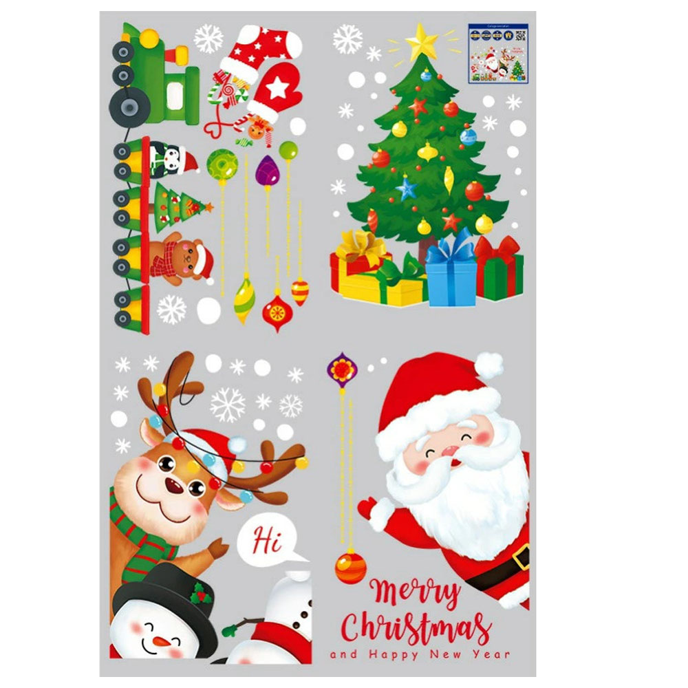 クリスマス 窓ステッカー 窓貼り 静電吸着 免接着剤 サンタクロース・雪だるま 防水PVC 繰り返し使用可能 60CM× 90CM 剥がしやすい 跡残らない ガラス窓・ドア対応 クリスマス装飾 STICKER02