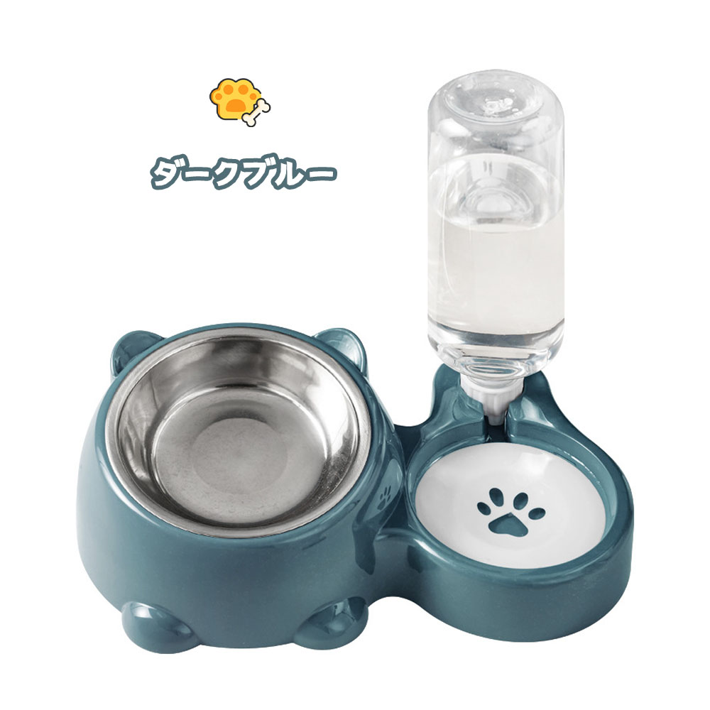 宠物自动饮水器 宠物食品碗 喂食・饮水一体型 猫用 中小型犬用 自动饮水器 无需电源 猫/中小型犬专用 水 食物 大容量 水瓶式饮水器 可视化 防滴性  XZGH-03