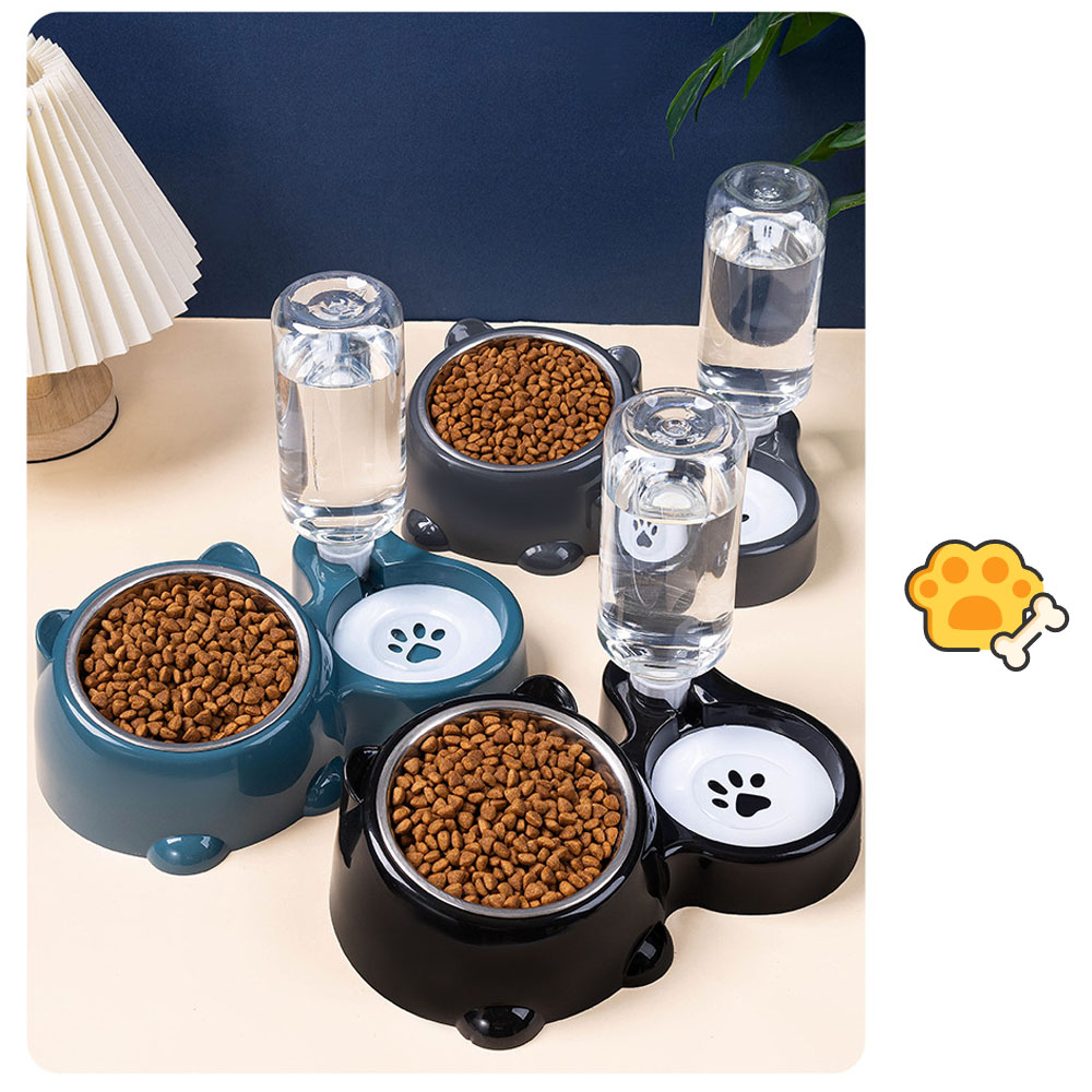 宠物自动饮水器 宠物食品碗 喂食・饮水一体型 猫用 中小型犬用 自动饮水器 无需电源 猫/中小型犬专用 水 食物 大容量 水瓶式饮水器 可视化 防滴性  XZGH-03