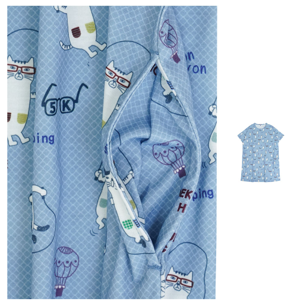 ルームウェア パジャマ ホームウェア 半袖 天竺ニット ねこ柄 ルーズフィット 大人気 優しい肌触り 可愛い 部屋着 寝間着   GYSWA-03