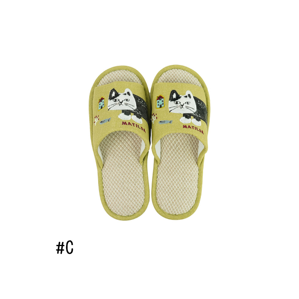 スリッパ 綿麻スリッパ  ルームシューズ ねこ柄 手描き風 室内履き ほつれにくい 通気性 耐久性 四季 カップル ご家族 男女兼用 来客用 事務所 新生活  GYSWA-11