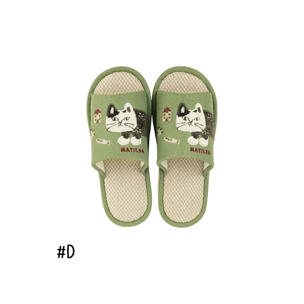 スリッパ 綿麻スリッパ  ルームシューズ ねこ柄 手描き風 室内履き ほつれにくい 通気性 耐久性 四季 カップル ご家族 男女兼用 来客用 事務所 新生活  GYSWA-11