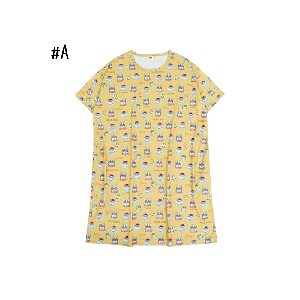 ルームウェア パジャマ ホームウェア ワンピース 半袖 ルーズフィット 丸首デザイン 大人気 優しい肌触り 色落ちしにくい 可愛い おしゃれ 部屋着 寝間着    GYSWA-07  