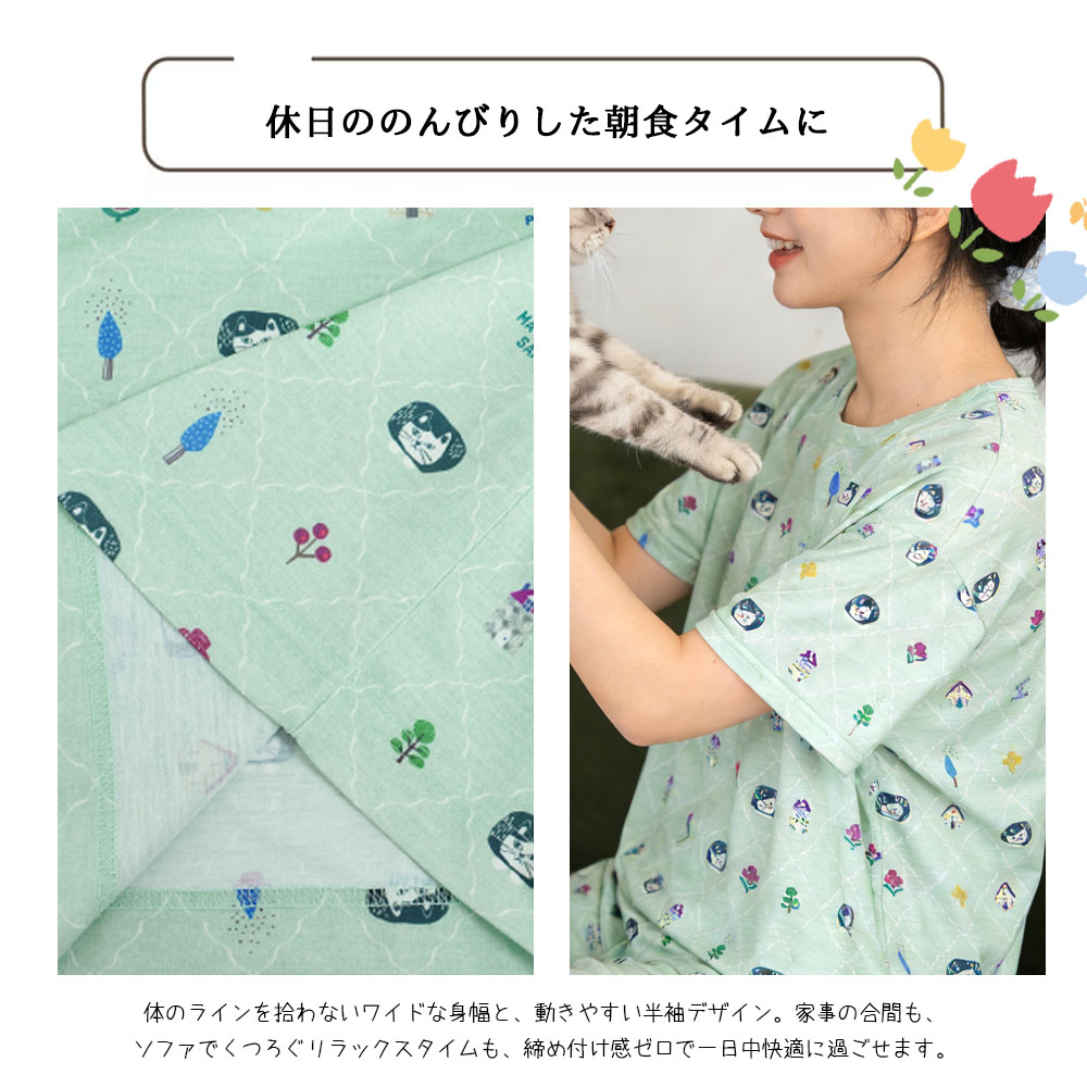 ルームウェア tシャツ レディース 半袖 ラウンドネック 半袖 Tシャツ  カットソー トップス ルームウェア インナー おしゃれ 夏服 部屋着   GYSWA-05