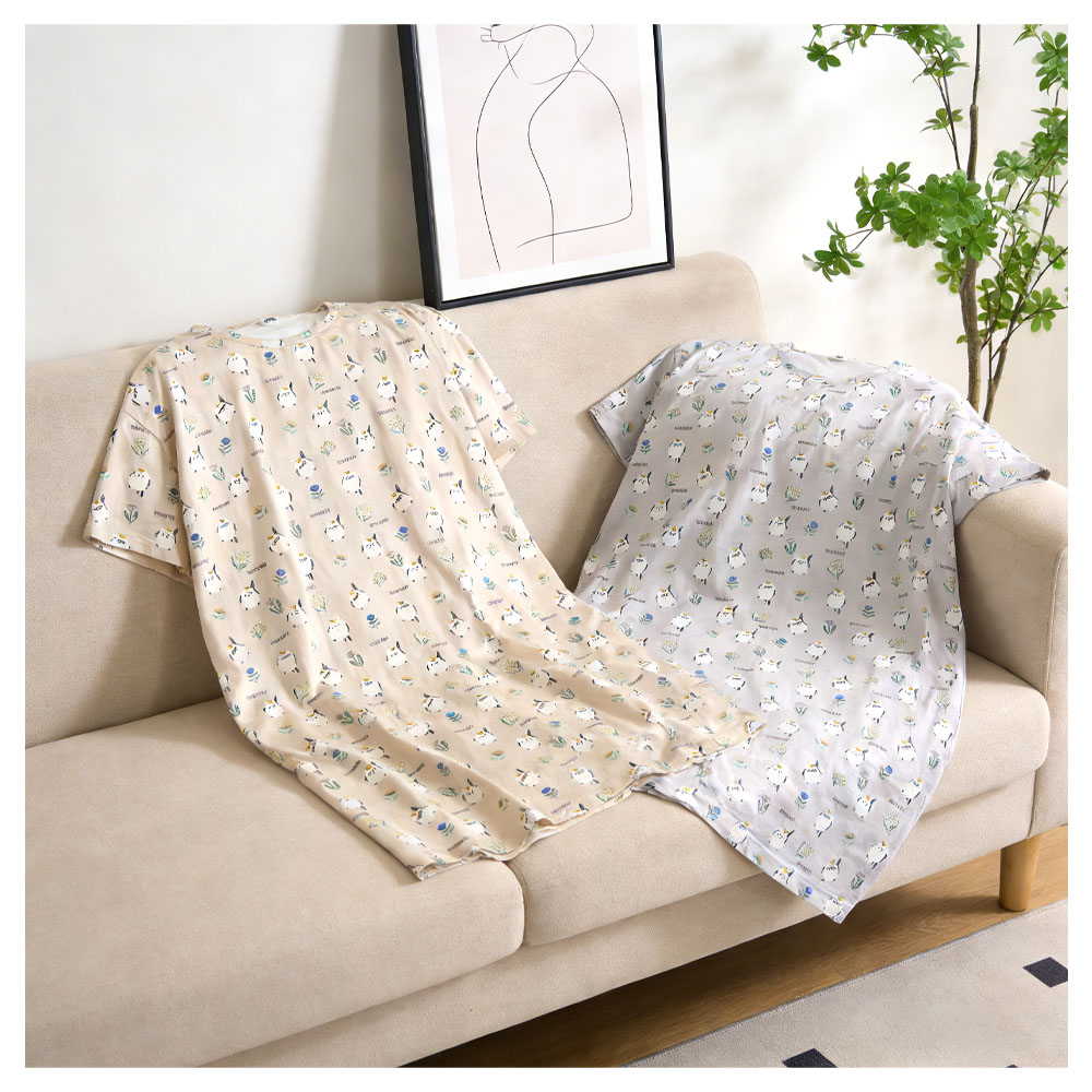 ルームワンピース レディース 半袖 丸首 ネグリジェ ロング丈 薄手 夏 ゆったり パジャマワンピース ラウンドネック 快適  GYSWA-09