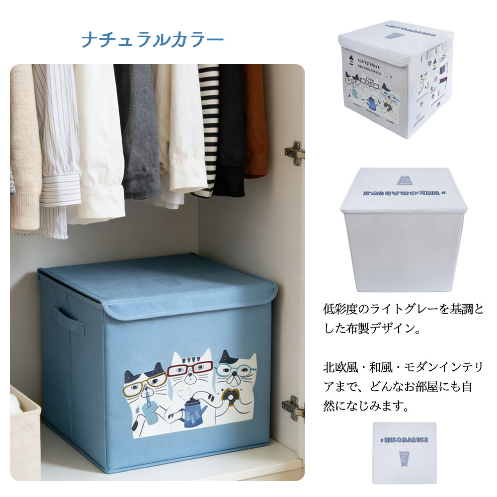 どこでも収納ボックス 折り畳み 【フタ付】 取っ手付き カラーボックス対応 衣類 収納  GYSWA-79