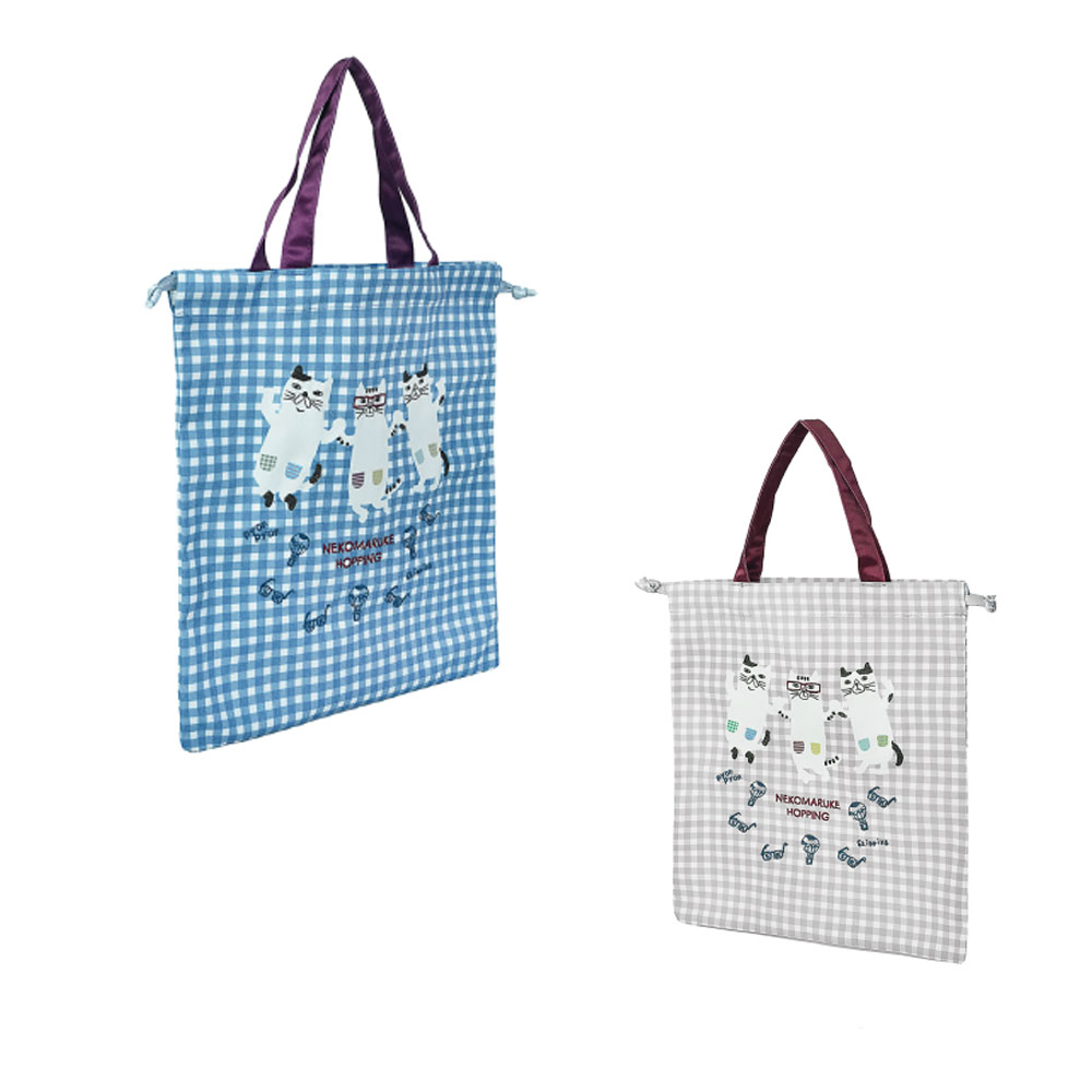 巾着バッグ 猫柄 ネコ柄 33*29cm 手提げバッグ ハンドバッグ 大容量 小物収納 男女兼用 化粧品 イヤホン収納 可愛い おしゃれ 日常使い 通勤 通学 買い物に  GYSWA-61