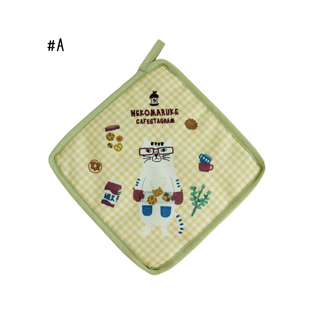 2個セット  ふきん 布巾 多用途 手拭きタオル キッチンタオル チェック柄 ねこ柄 メガネ猫 和風刺繍 台拭き 乾湿両用 高吸水性 厚手 ループ付き 吊り下げ収納 可愛い キッチン用品 台所用    GYSWA-71