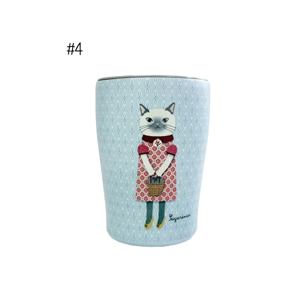 パーラーすずらん堂マグカップ 猫  保温保冷 300ML ふた付きタンブラー ネコマグ 簡単開閉スライド蓋付き軽量  25-8701