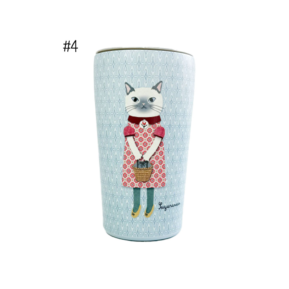 パーラーすずらん堂マグカップ 猫  保温保冷 400ML ふた付きタンブラー ネコマグ 簡単開閉スライド蓋付き軽量  25-8702