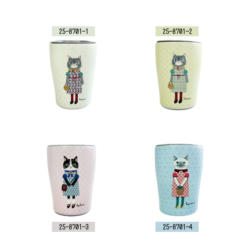 保温杯 带盖 300ml 保温 保冷 原创设计 猫咪图案 易携带 不锈钢 制成 可爱 适合四季 通勤 通学 外出 礼物 赠品    25-8701