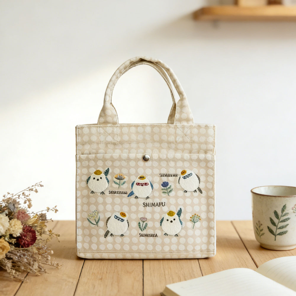 手提包 小巧型 迷你手提包 方形 立体刺绣 大容量 多口袋 隔断收纳 无拉链 不易变形 实用性 小物件收纳 可爱 通勤 野餐 外出   9049