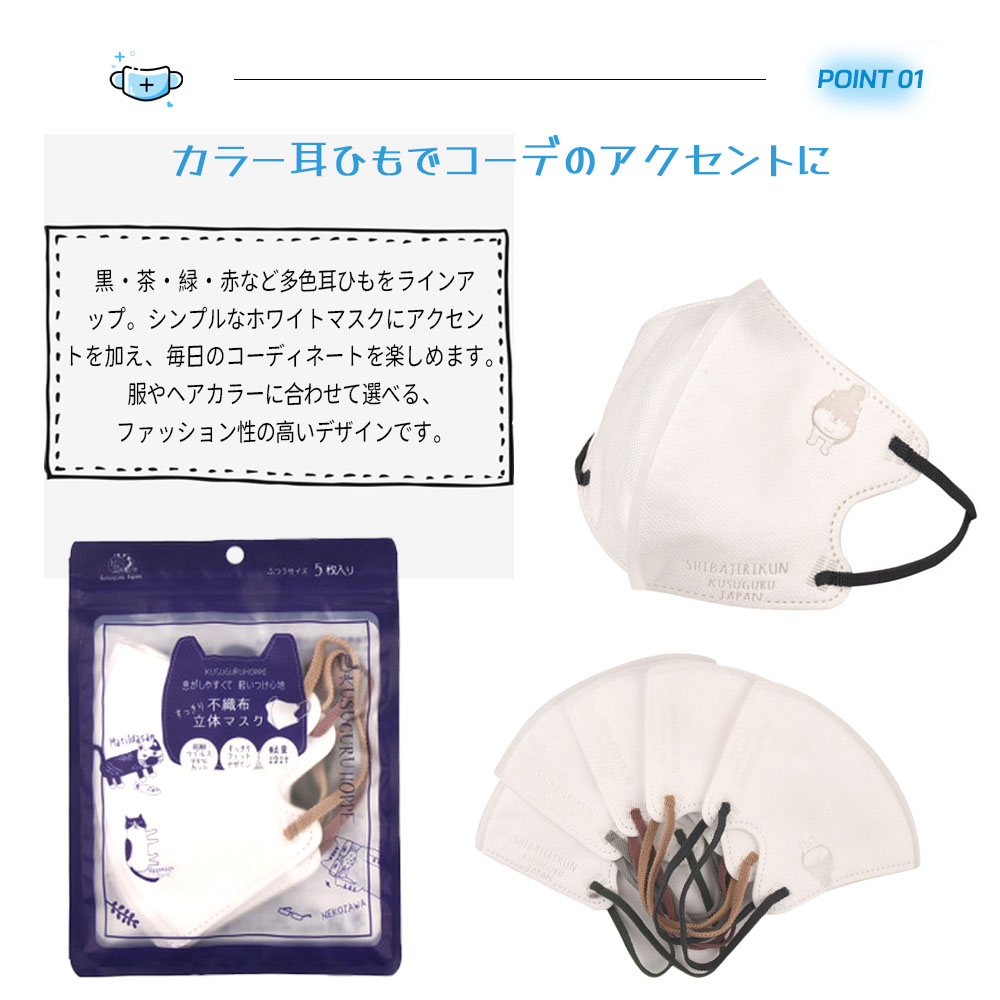 25-4109  5袋套装 小脸效果 不易疲劳 通气性 一次性 曲线设计 长时间使用 立体设计 男女通用 人气 春 夏 花粉 病毒 男女适用