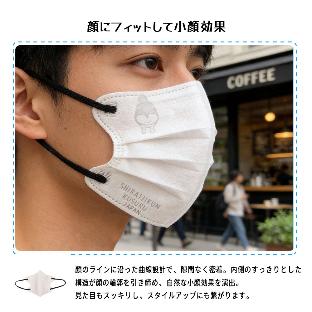 25-4109  5袋套装 小脸效果 不易疲劳 通气性 一次性 曲线设计 长时间使用 立体设计 男女通用 人气 春 夏 花粉 病毒 男女适用