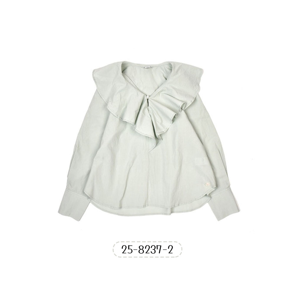 冰沙衬衫 半袖 冰沙 女士 v领 白色 休闲 时尚   25-8237