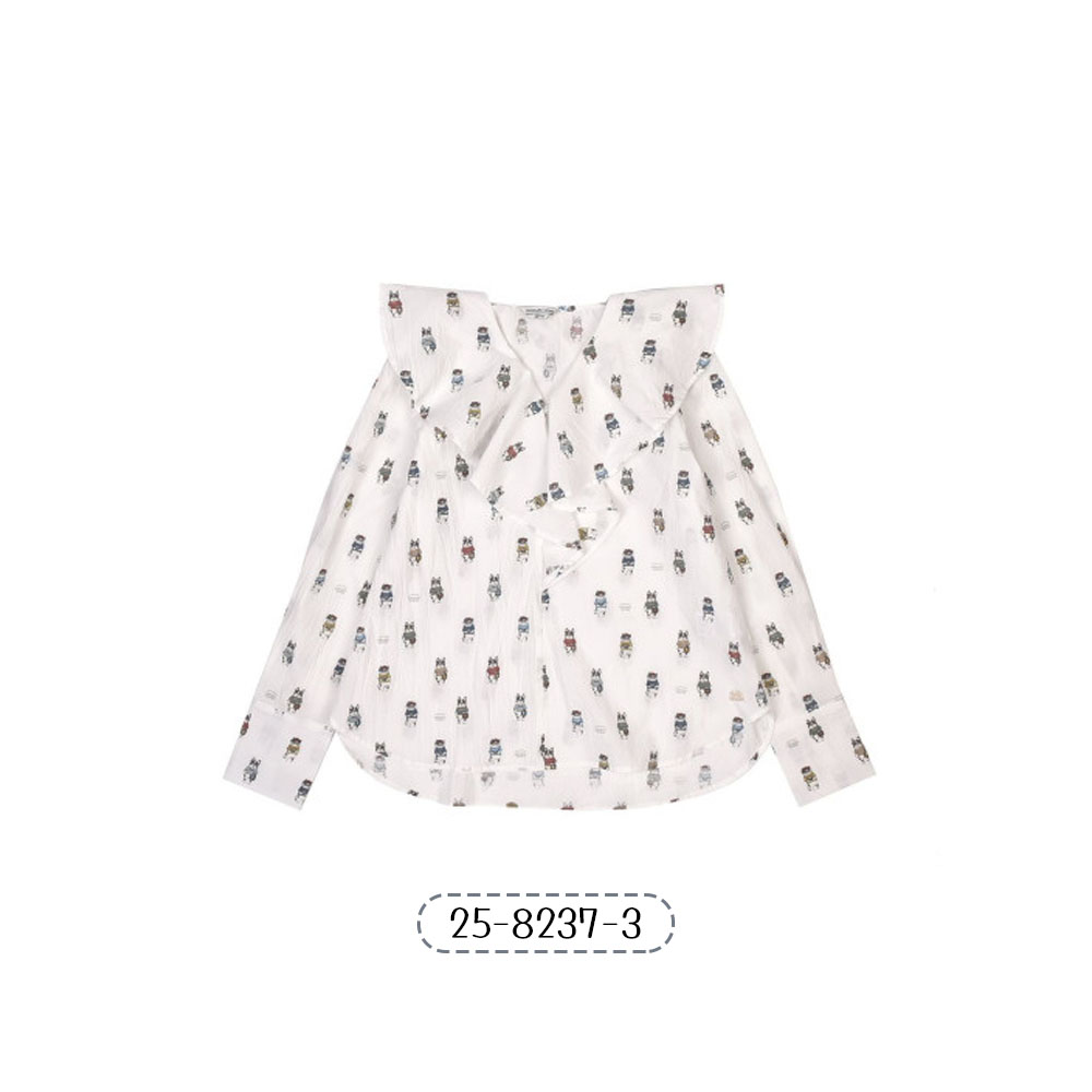 冰沙衬衫 半袖 冰沙 女士 v领 白色 休闲 时尚   25-8237