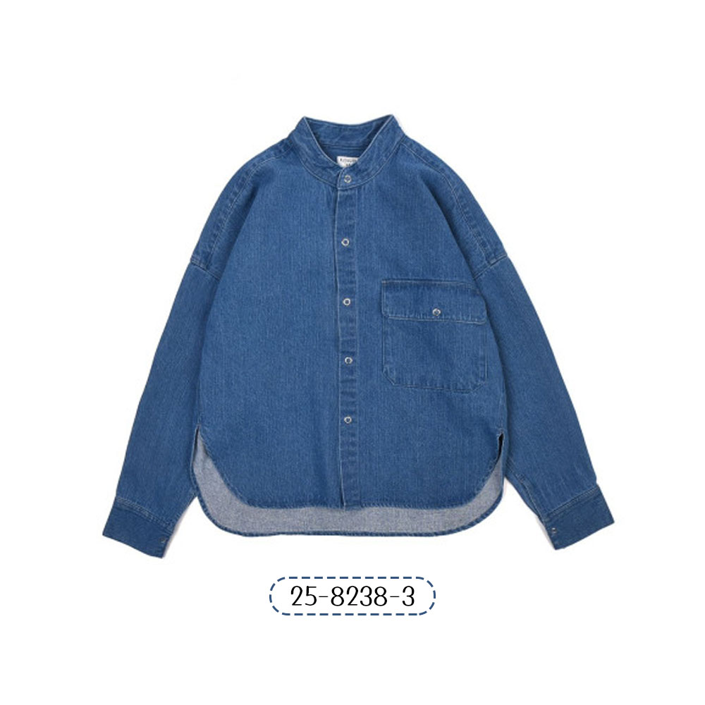 衬衫夹克 男士 长袖 衬衫 灯芯绒夹克 按扣休闲外套 单色 宽松 短款外套 秋季 春季  25-8238