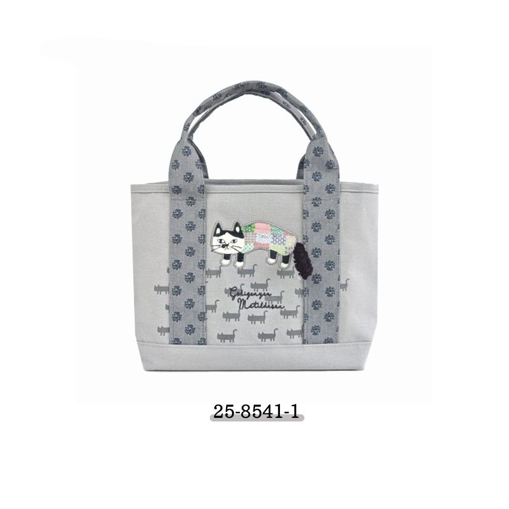  ミニトートバッグ 手提げバッグ キャンバス 大容量 ねこ刺繍 手持ち 腕掛け 多ポケット収納 型崩れしにくい 小物収納 ほつれにくい 厚手 A4書類 13インチPC かわいい 癒し 通勤 通学   25-8541