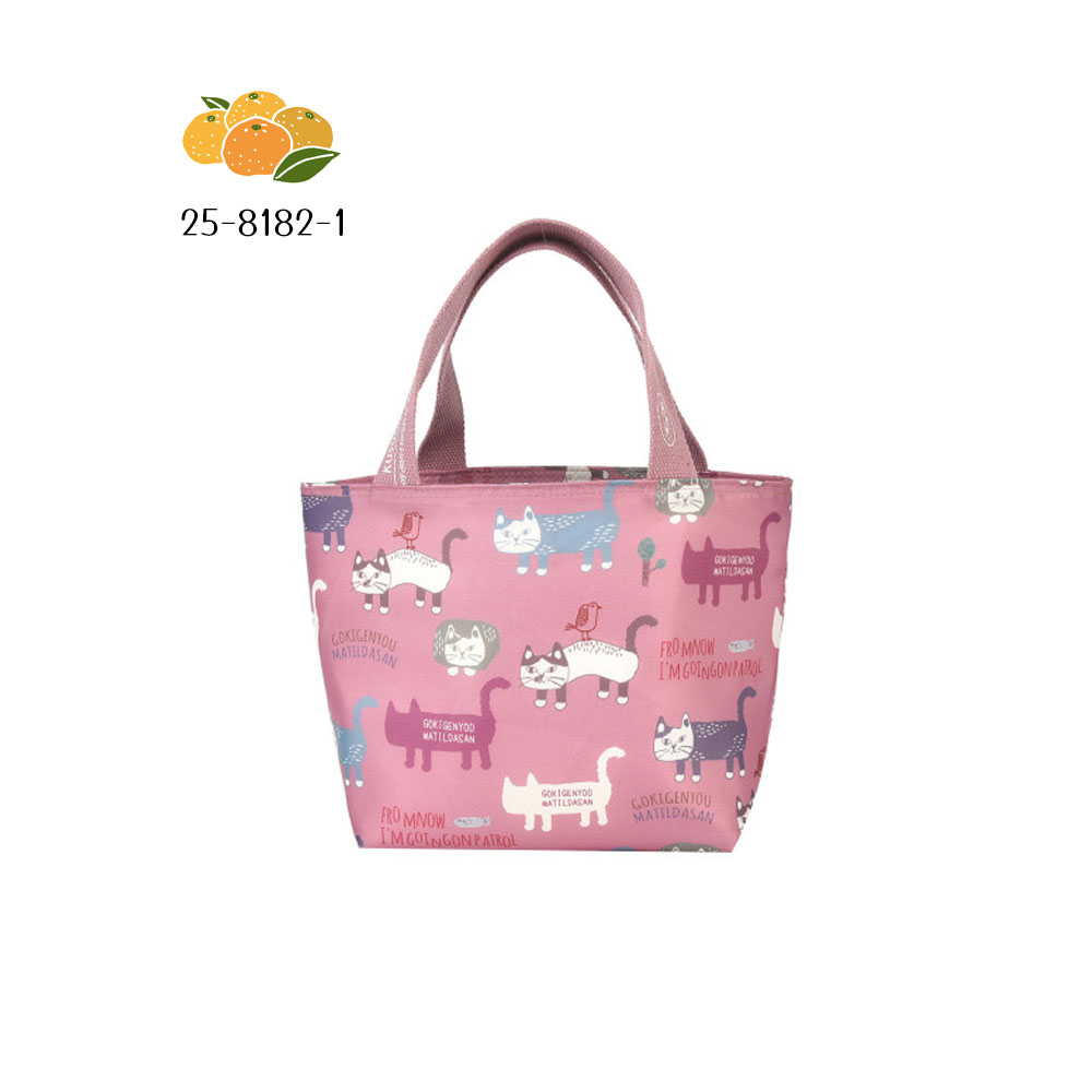 ランチバッグ お弁当袋 お弁当バッグ 保温 保冷 大容量 ねこ柄 ファスナー開閉 手提げ 撥水加工 おしゃれ かわいい 通勤 通学 ピクニック 25-8182