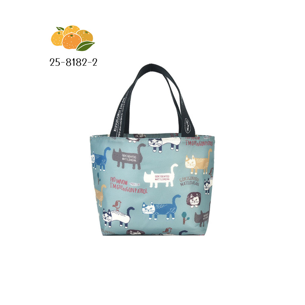 ランチバッグ お弁当袋 お弁当バッグ 保温 保冷 大容量 ねこ柄 ファスナー開閉 手提げ 撥水加工 おしゃれ かわいい 通勤 通学 ピクニック 25-8182