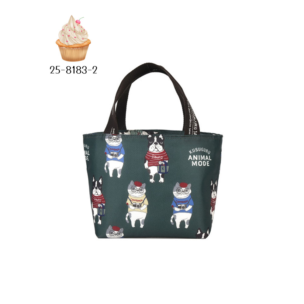 ランチバッグ お弁当袋 お弁当バッグ 保温 保冷 大容量 ねこ柄 ファスナー開閉 手提げ 撥水加工 おしゃれ かわいい 通勤 通学 ピクニック 25-8183