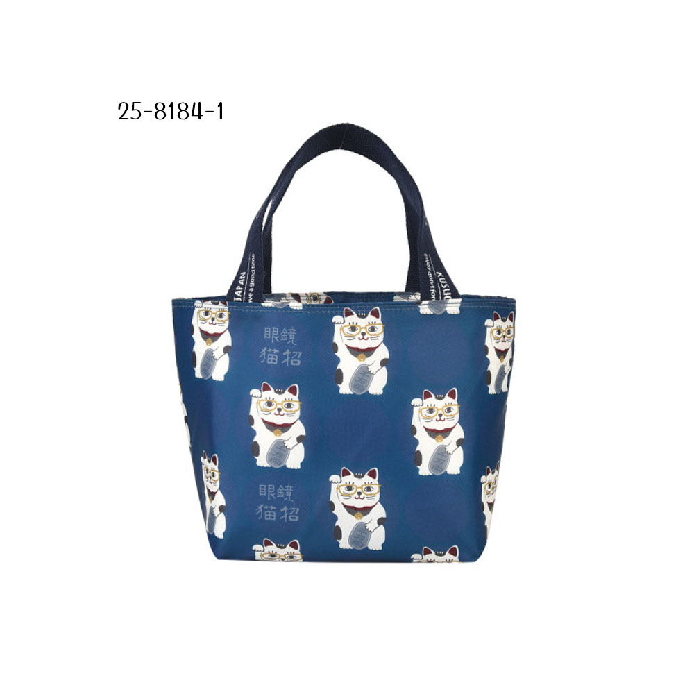 ランチバッグ お弁当袋 お弁当バッグ 保温 保冷 大容量 ねこ柄 ファスナー開閉 手提げ 撥水加工 おしゃれ かわいい 通勤 通学 ピクニック 25-8184