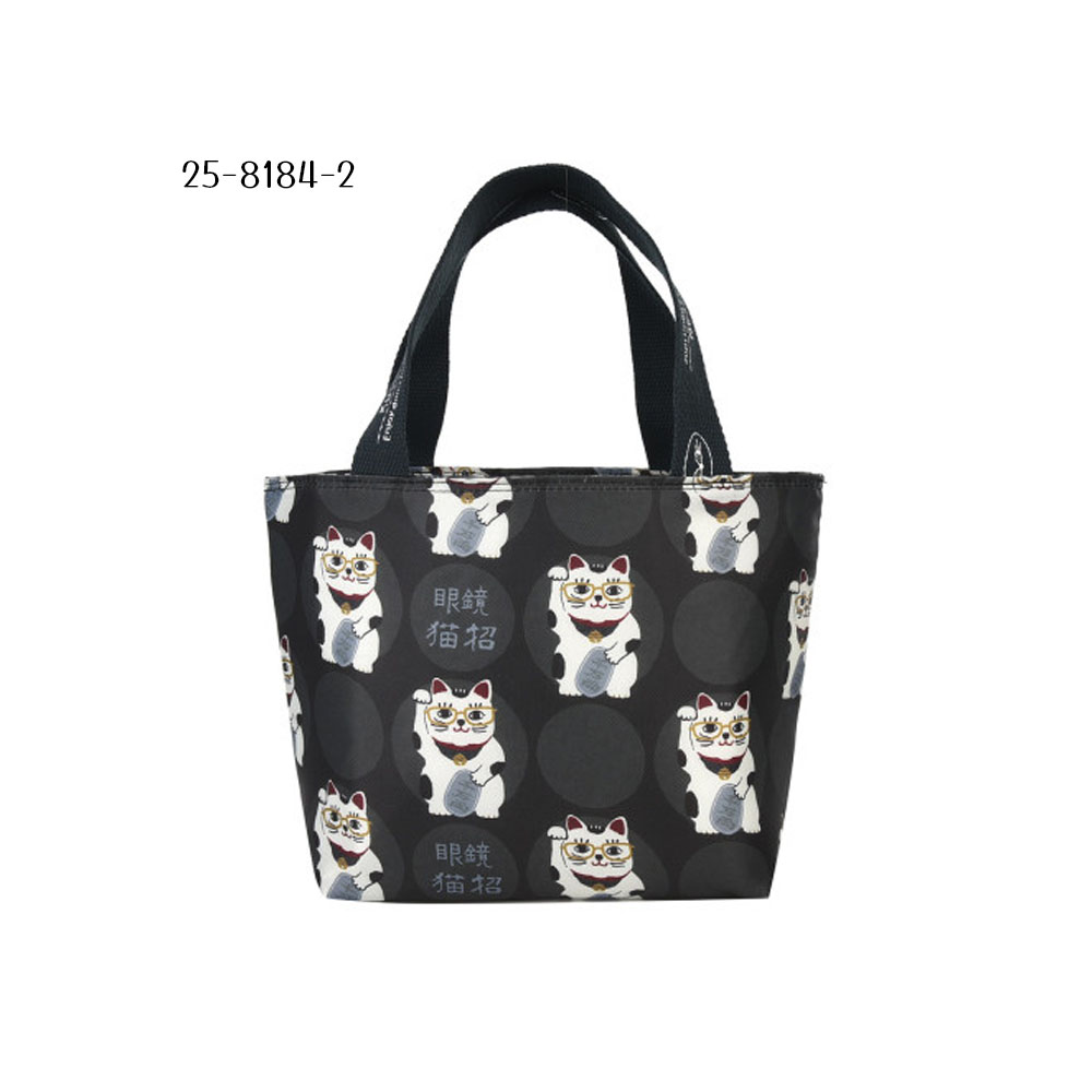 ランチバッグ お弁当袋 お弁当バッグ 保温 保冷 大容量 ねこ柄 ファスナー開閉 手提げ 撥水加工 おしゃれ かわいい 通勤 通学 ピクニック 25-8184