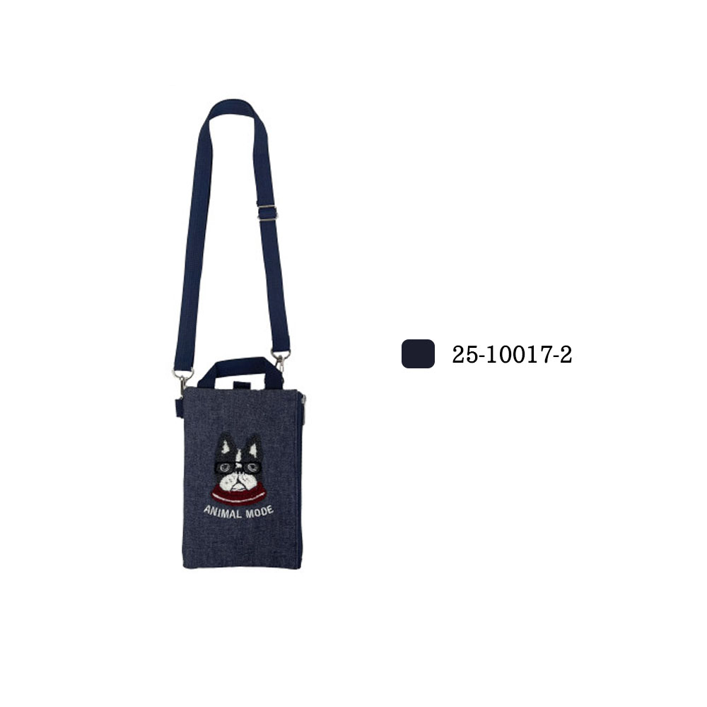 ミニショルダー 3WAY ショルダーバッグ 手提げ 肩掛け 斜めがけ ファスナー開閉 いぬ柄 ウォッシュドキャンバス 耐摩耗 耐キズ かわいい カジュアル 日常 男女兼用  25-10017