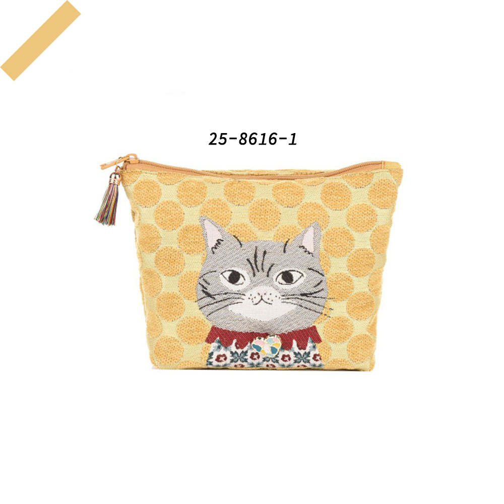 ミニ収納ポーチ 収納ポーチ 小さめ ミニポーチ かわいい 多機能 ネコ柄 ファスナー開閉 耐摩耗性 小物収納 おしゃれ 動物柄 小物入れ 充電ケーブル リップ 鍵 カード    25-8616