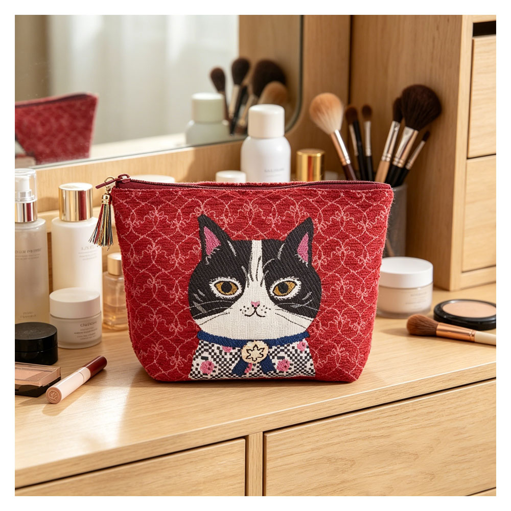 ミニ収納ポーチ 収納ポーチ 小さめ ミニポーチ かわいい 多機能 ネコ柄 ファスナー開閉 耐摩耗性 小物収納 おしゃれ 動物柄 小物入れ 充電ケーブル リップ 鍵 カード    25-8616