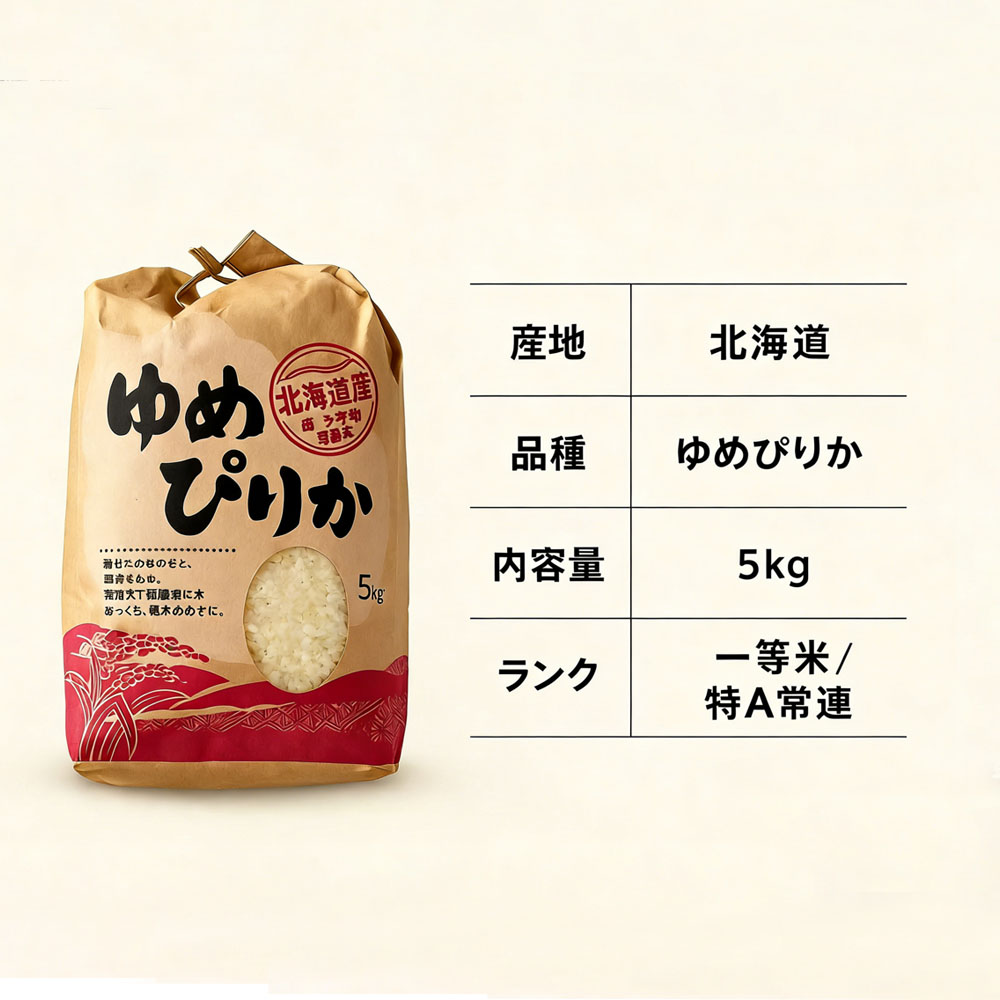 【北海道産ゆめぴりか 5kg】令和７年産 特A評価 一等米 ブランド米 ふっくら甘み 冷めても美味しい 高級米 白米   GYSQHJ-03