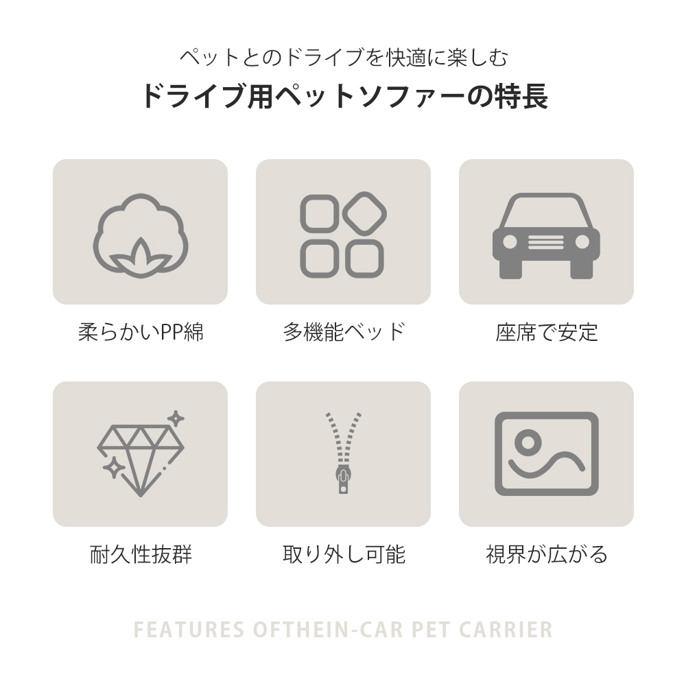 ドライビングベッド　ペットトラベラー 　キャリーバッグ　犬用猫用　車シート　安全イス　ふわふわ　安全性　保温性　高級生地　3WAY使用可能　車 旅行 お出かけ　ワンちゃん 犬グッズ 犬用クッション ペットグッズ ペット用 肩掛けカバン ドライブ   TVL0001WHT