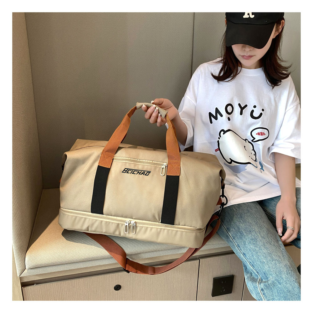 旅行バッグ 大容量 多仕切り収納 着脱式ショルダー 乾湿分離 撥水加工 防水ポケット付き オックスフォード生地 耐摩耗 ヨガマット固定ベルト 男女兼用 出張 旅行  フィットネス スポーツ  LXXLDKQ-193