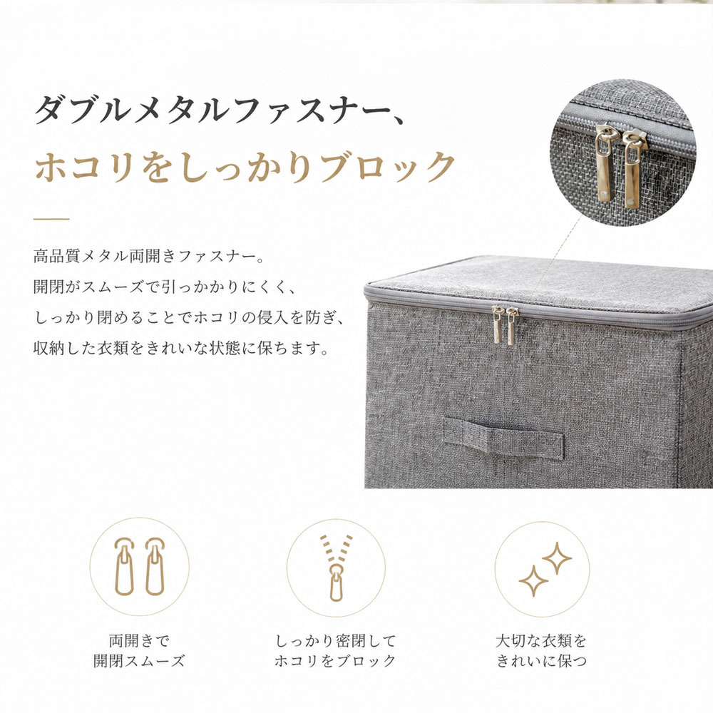 収納ボックス 折りたたみ式 衣装ケース 超大容量 蓋付き 厚手 ファスナー付き 取っ手付き リネン調 防湿 通気性 変形しにくい 積み重ね可能 衣類収納 本 寝具 小物収納 ベッド下 クローゼット内 AMZ-co-SNX
