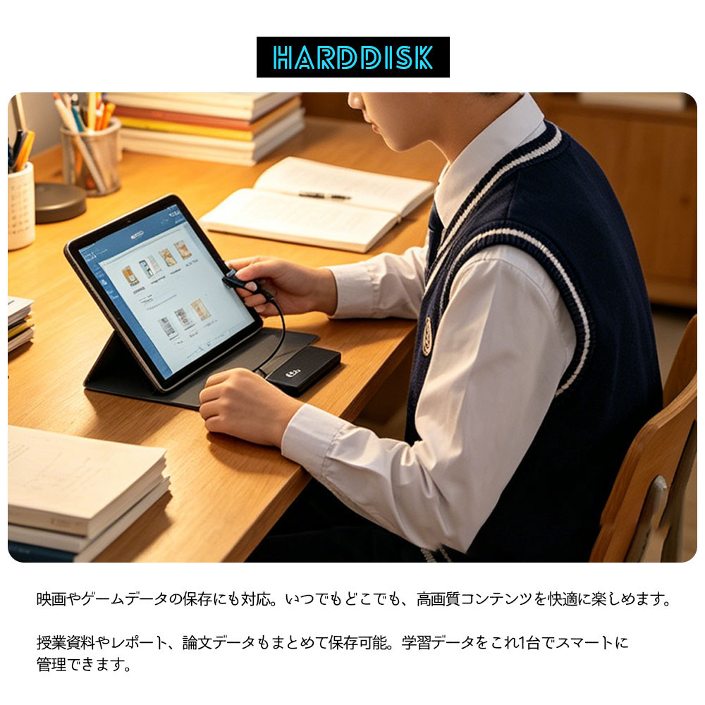 外付けHDD ポータブルHDD 外付けハードディスク 1TB大容量 USB3.0 高速転送 防水 耐衝撃 小型 軽量 PC対応 Mac対応 ノートパソコン データ保存 バックアップ ポータブルストレージ HDD 持ち運び便利1TB-YP