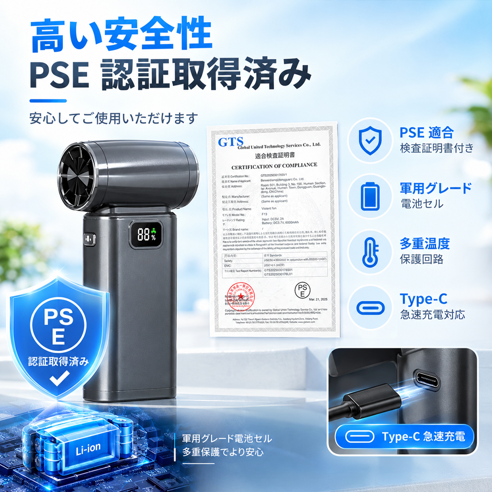 コードレス ハンディブロワー 6000mAh コードレスブロワー エアダスター ハンディファン バッテリー 軽量 ブラシレスモーター 強力風量 集風ノズル付き デジタル残量表示 長時間稼働 USB Type-C充電対応 ホコリ除去 キャンプ アウトドア   FJ-01