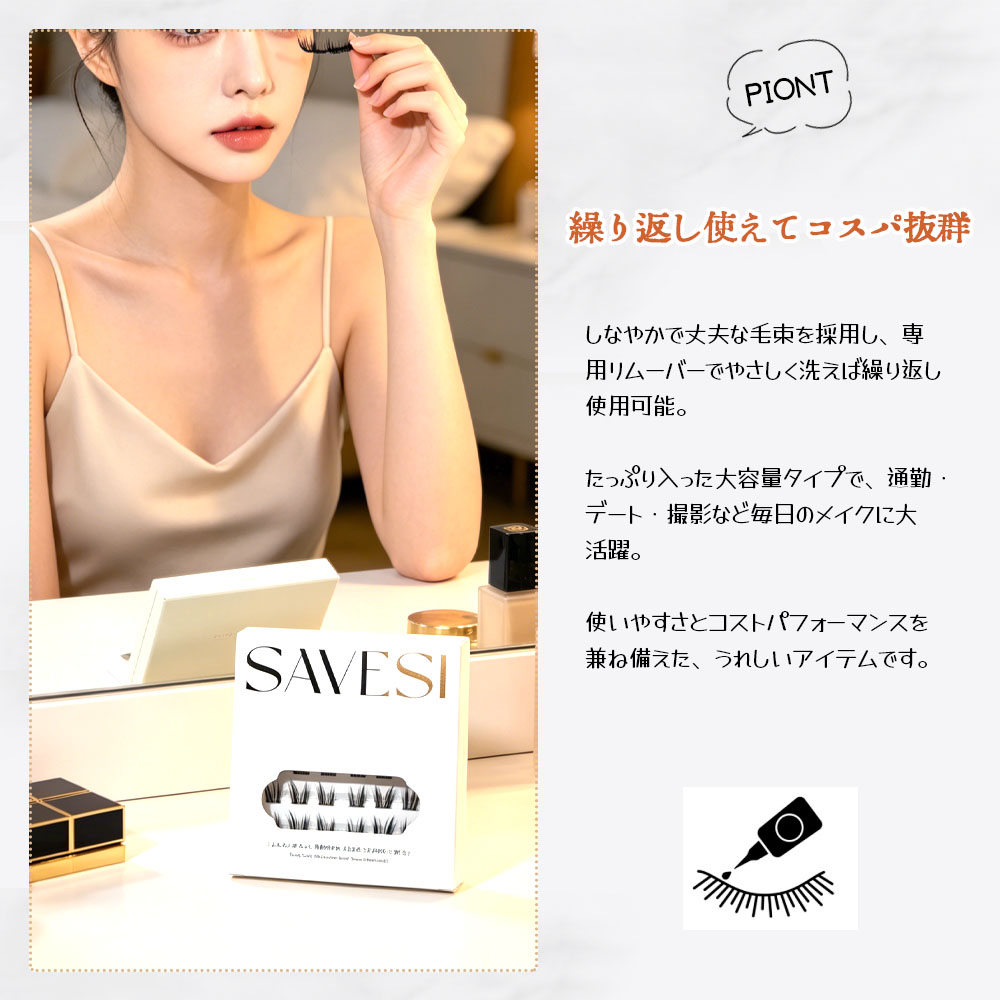 つけまつげ 部分つけまつげ 36束入り 12-16mm ナチュラル のり不要 柔らかい セグメント 長時間キープ 立体感 接着剤不要 簡単装着 繰り返し使える すっぴん風 アイメーク 日常使い デート 初心者  JJMGH-01-D