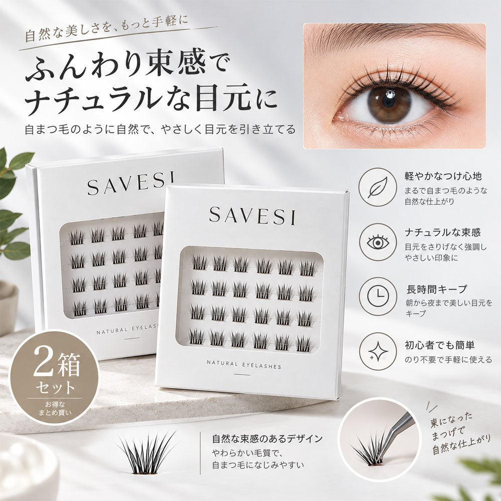 2 個セット  つけまつげ 部分つけまつげ  ナチュラル のり不要 柔らかい セグメント 長時間キープ 立体感 接着剤不要 簡単装着 繰り返し使える すっぴん風 アイメーク 日常使い デート 初心者 JJMGH-02-D