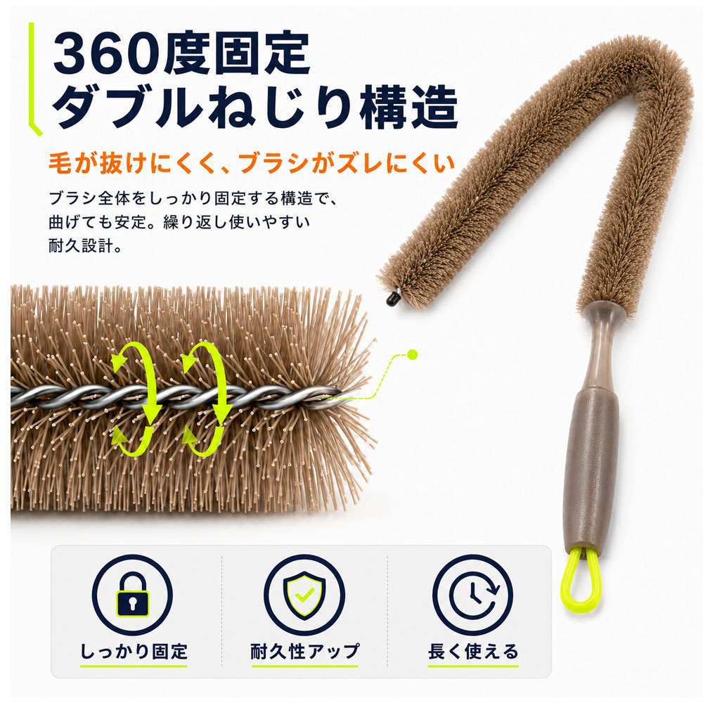 ホイールブラシ 洗車ブラシ 60cm 曲がる ロングブラシ 隙間掃除 ホイール洗浄 タイヤ リム ボトルブラシ 柔らかい 傷つきにくい 水洗いOK 車用品  POWER C7