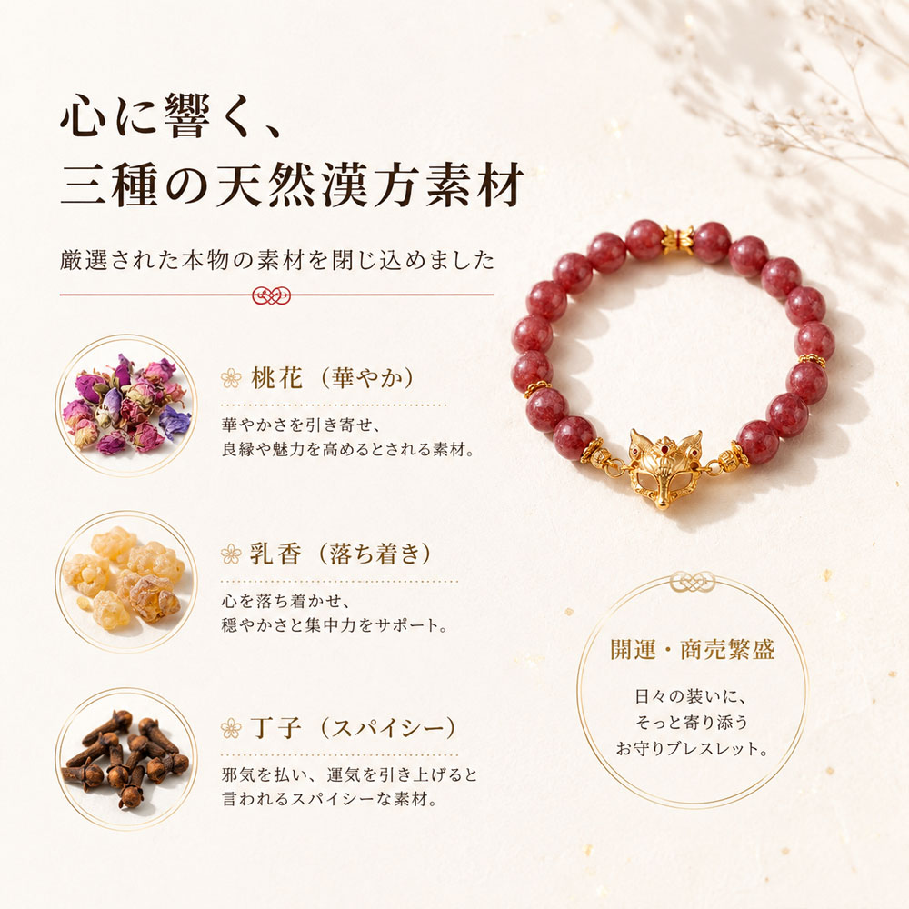 開運ブレスレット 狐面 天然香珠 お守り 腕輪 金運 仕事運 商売繁盛 風水 厄除け 和風アクセサリー メンズ レディース ギフト   SCGH-01-A