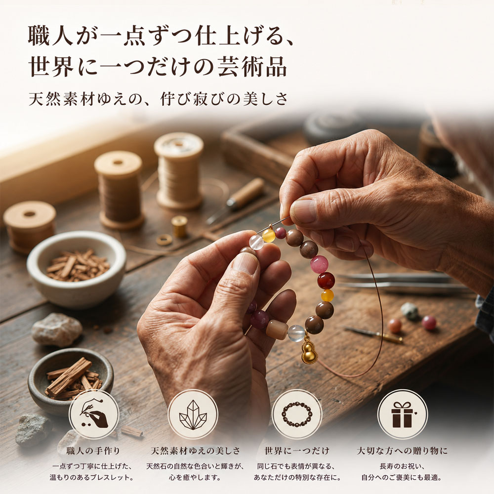 開運ブレスレット 漢方香珠 天然石 お守り腕輪 ひょうたんチャーム 金運アップ 厄除け 風水 和風アクセサリー メンズ レディース ギフト プレゼント    SCGH-02-A