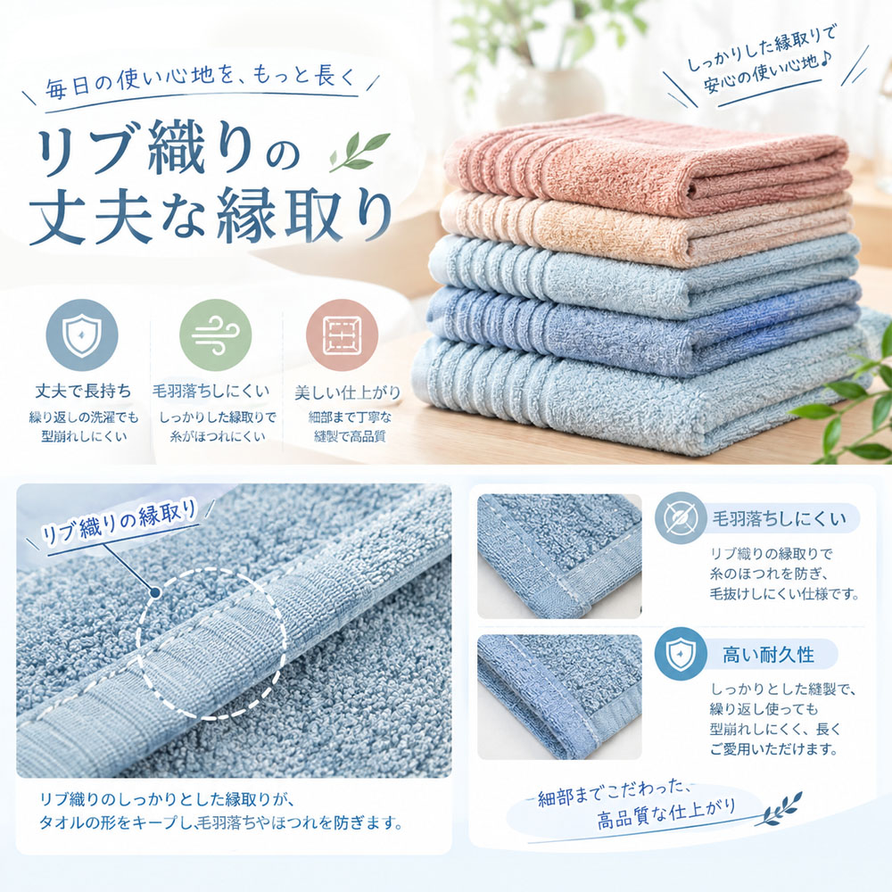 バスタオル 大判バスタオル 吸水タオル 吸水速乾タオル 綿混素材 約140×70cm 吸水 ふんわりパイル リブ織り 丈夫な縁取り 毛羽落ちしにくい 耐久性 繰り返し洗濯 洗濯機対応 お風呂上がり バスタイム 家庭用 毎日使い   YKOGH-06-A